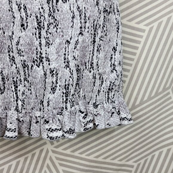NEW Express Stretch Shirred Shirt Dress size Large Snake Print Mini sundress - Picture 6 of 9